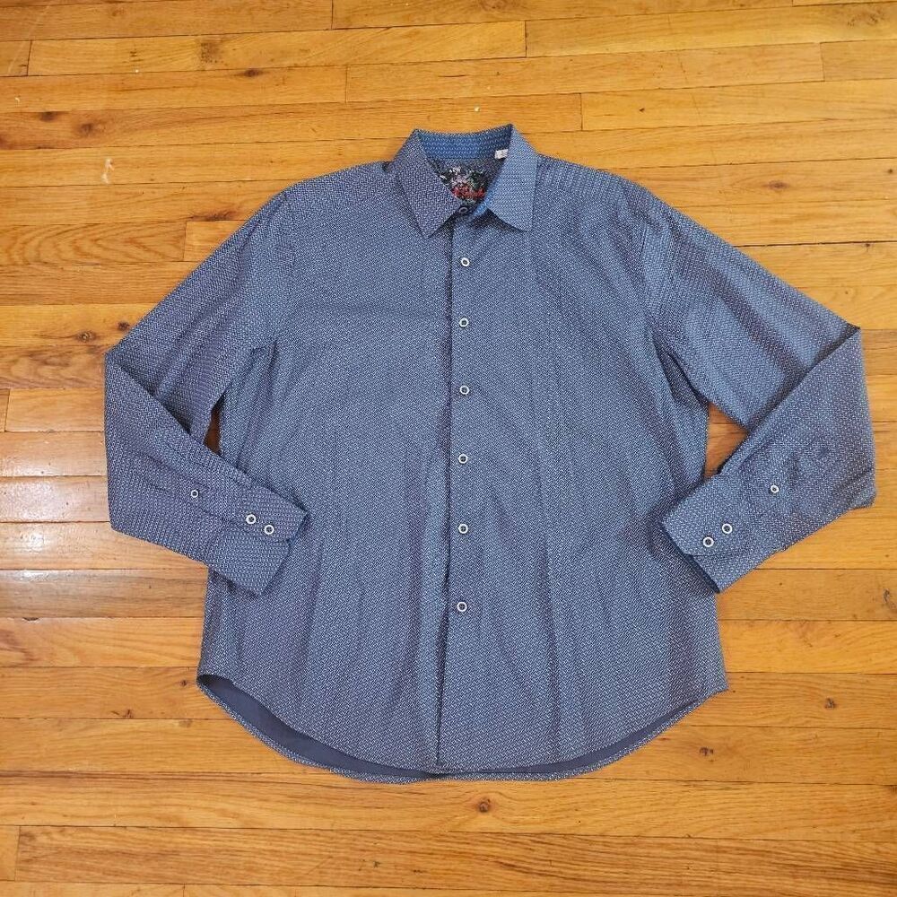Robert Graham Mens Classic Fit Button Up Shirt Blue Large